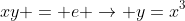 xy = e \rightarrow y=x^3