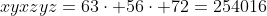 xyxzyz=63\cdot 56\cdot 72=254016