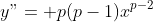 y"= p(p-1)x^{p-2}