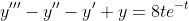 y'''-y''-y'+y=8te^{-t}