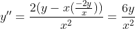 y''=\frac{2(y-x(\frac{-2y}{x}))}{x^{2}}=\frac{6y}{x^{2}}