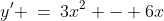 y' \:=\:3x^2 - 6x