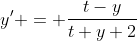 y' = \frac{t-y}{t+y+2}