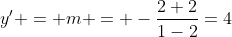 y' = m = -\frac{2+2}{1-2}=4