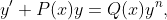 y'+P(x)y=Q(x)y^n,