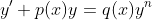 y'+p(x)y=q(x)y^n