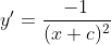 y'=\frac{-1}{(x+c)^2}