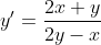 y'=\frac{2x+y}{2y-x}