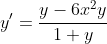 y'=\frac{y-6x^2y}{1+y}