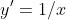 y'=1/x