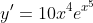 y'=10x^{4}e^{x^{5}}