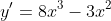 y'=8x^3-3x^2