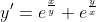 y'=e^{\frac{x}{y}}+e^{\frac{y}{x}}