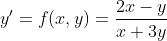 y'=f(x,y)=\dfrac{2x-y}{x+3y}