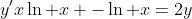 y'x\ln x -\ln x=2y