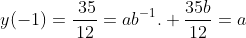 y(-1)=\frac{\35}{12}=ab^{-1}. \frac{35b}{12}=a