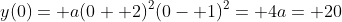 y(0)= a(0+ 2)^2(0- 1)^2= 4a= 20