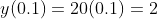 y(0.1)=20(0.1)=2
