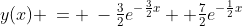 y(x) \:= \:-\tfrac{3}{2}e^{-\frac{3}{2}x} +\tfrac{7}{2}e^{-\frac{1}{2}x}