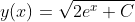 y(x)=\sqrt{2e^x+C}
