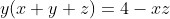 y(x+y+z)=4-xz