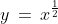 y\,=\,x^{\frac{1}{2}}