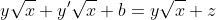 y\sqrt{x}+y'\sqrt{x}+b=y\sqrt{x}+z