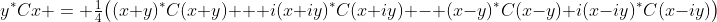 y^*Cx = \tfrac14\bigl((x+y)^*C(x+y) + i(x+iy)^*C(x+iy) - (x-y)^*C(x-y) i(x-iy)^*C(x-iy)\bigr)