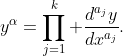 y^{\alpha}=\prod_{j=1}^k \frac{d^{a_j}y}{dx^{a_j}}.