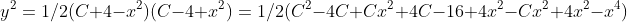 y^{2}=1/2(C+4-x^{2})(C-4+x^{2})=1/2(C^{2}-4C+Cx^{2}+4C-16+4x^{2}-Cx^{2}+4x^{2}-x^{4})