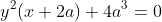 y^2(x+2a)+4a^3=0