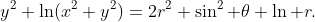 y^2 \ln(x^2+y^2)=2r^2 \sin^2 \theta \ln r.