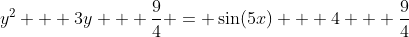 y^2 + 3y + \frac{9}{4} = \sin(5x) + 4 + \frac{9}{4}
