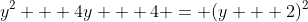 y^2 + 4y + 4 = (y + 2)^2