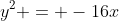 y^2 = -16x