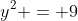 y^2 = 9