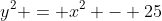 y^2 = x^2 - 25