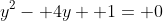 y^2- 4y+ 1= 0