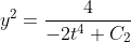 y^2=\frac{4}{-2t^4+C_2}