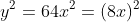 y^2=64x^2=(8x)^2