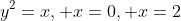 y^2=x, x=0, x=2