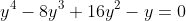 y^4-8y^3+16y^2-y=0