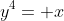 y^4= x