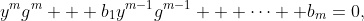 y^mg^m + b_1y^{m-1}g^{m-1} + \cdots +b_m=0,