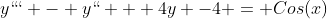y``` - y`` + 4y -4 = Cos(x)