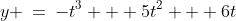 y \:=\:-t^3 + 5t^2 + 6t
