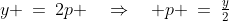 y \:=\:2p \quad\Rightarrow\quad p \:=\:\tfrac{y}{2}