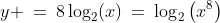 y \:=\:8\log_2(x)\:=\:\log_2\left(x^8\right)