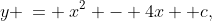 y \:= \:x^2 - 4x +c,