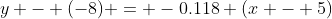 y - (-8) = -0.118 (x - 5)
